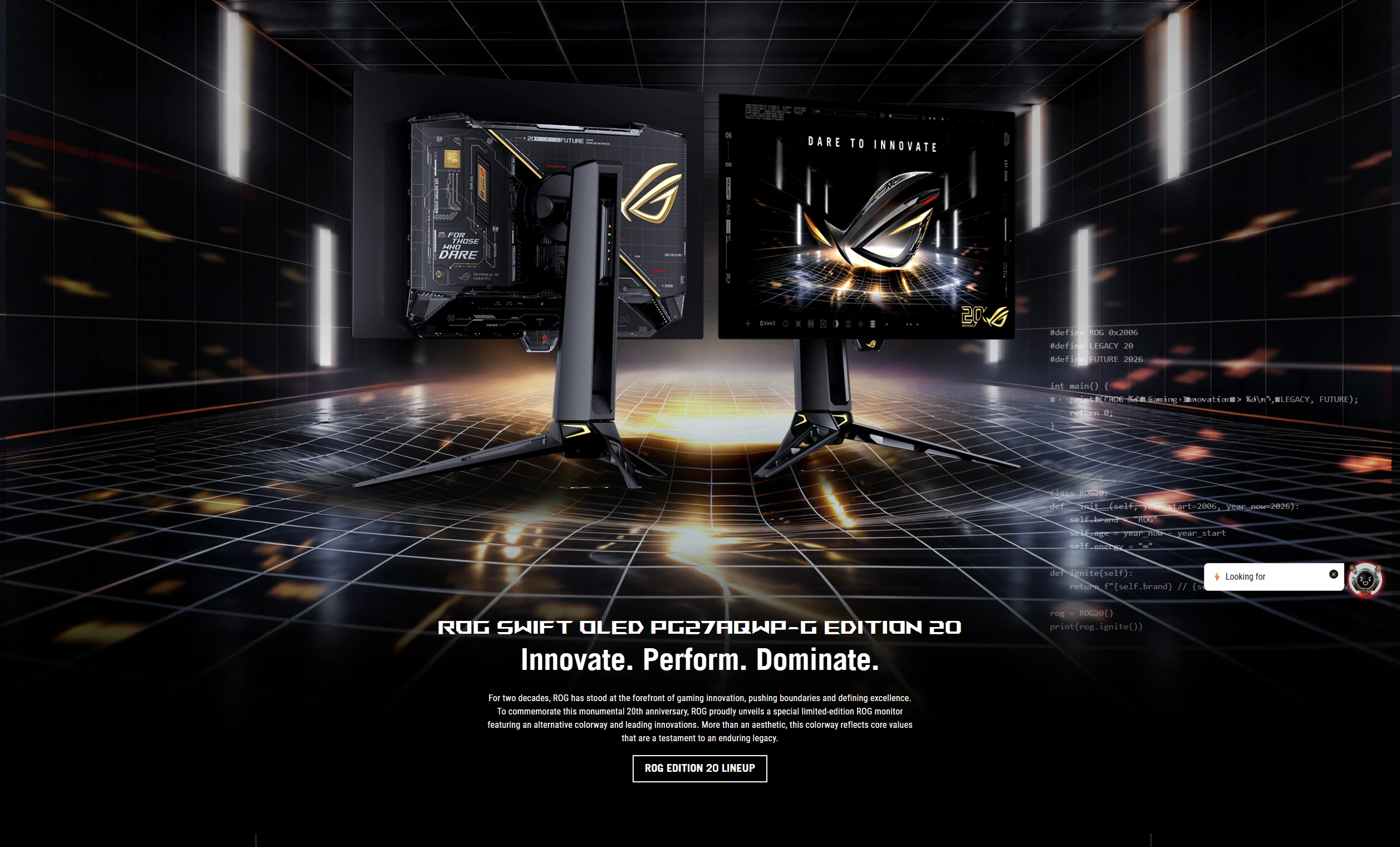 ASUS ROG Swift OLED PG27AQWP-G Edition 20 gaming monitor
