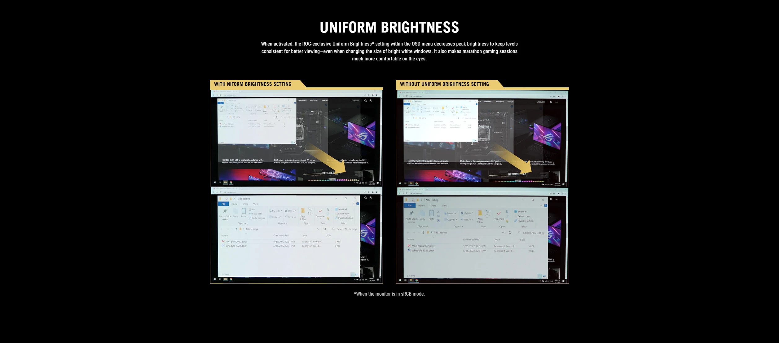 ROG Uniform Brightness setting keeping display brightness consistent when window sizes change