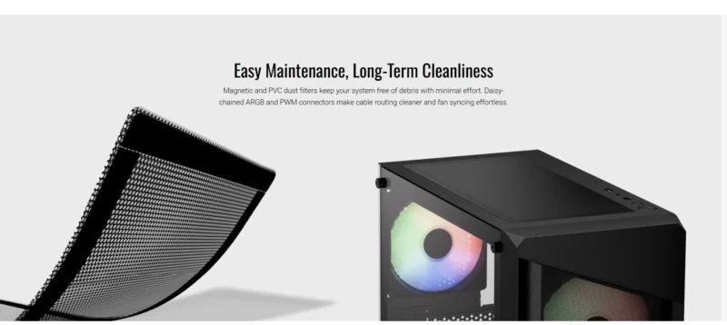 Aerocool B312F Flow magnetic dust filter with daisy-chained ARGB and PWM connectors