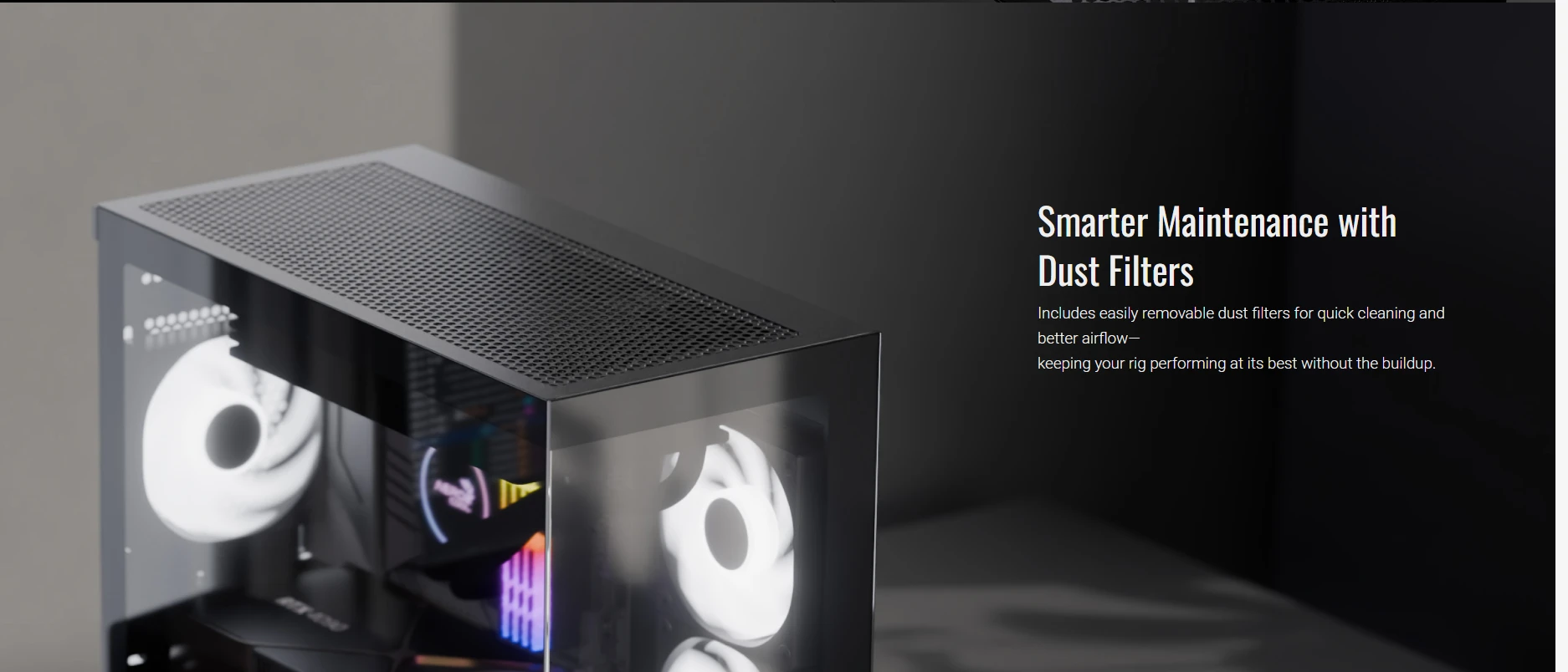 Aerocool P500D removable magnetic and PVC dust filters for easy maintenance and better airflow