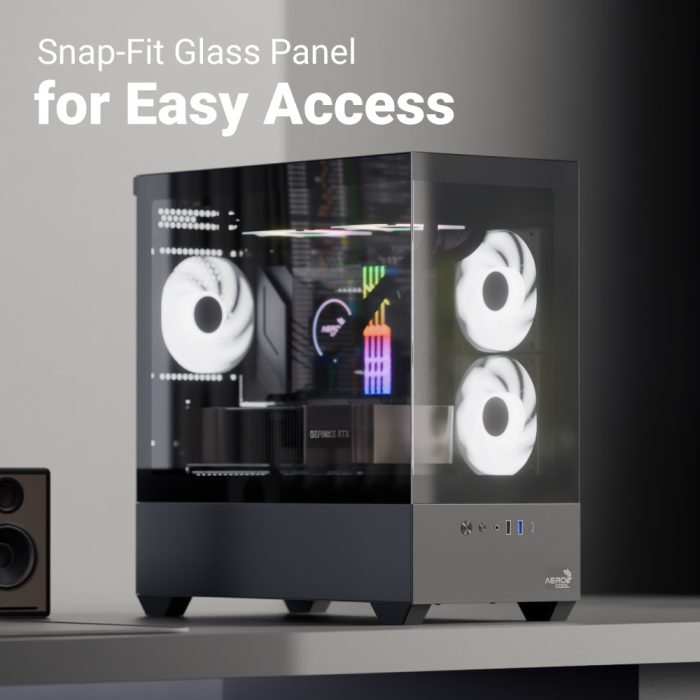 Aerocool P500D — angled view showing glass side panel