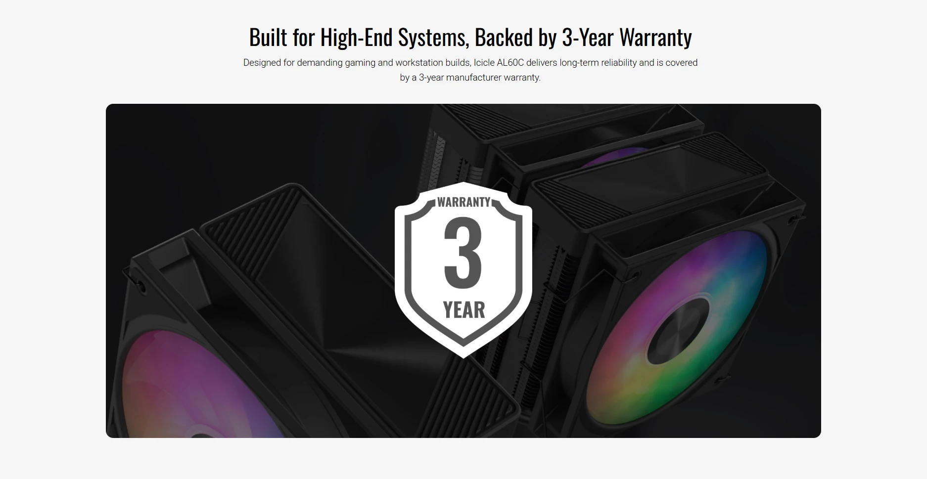 Aerocool Icicle AL60C backed by a 3-year manufacturer warranty for reliable cooling