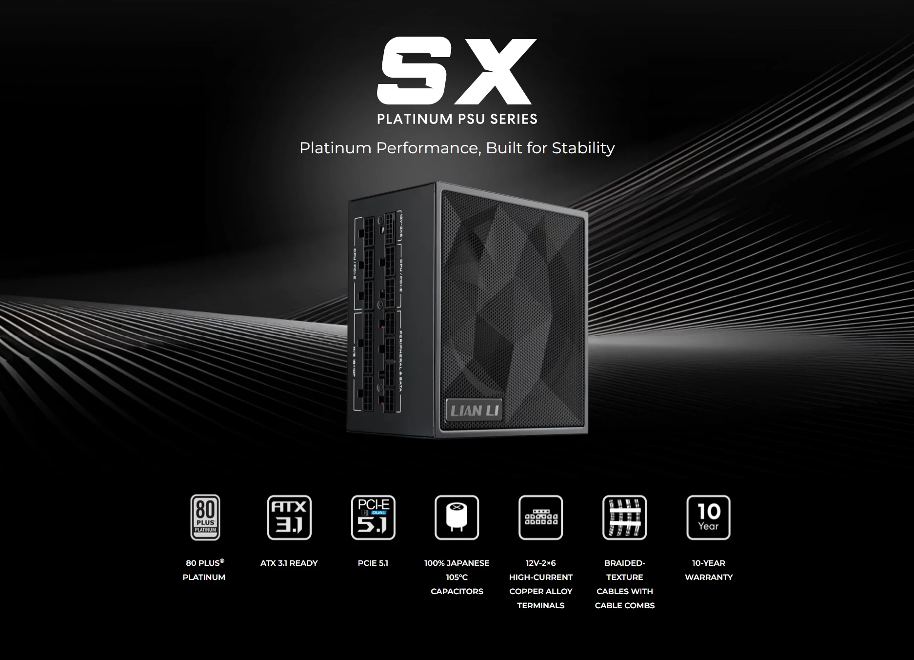Lian Li SX850P white 850W 80 Plus Platinum ATX 3.1 full modular power supply