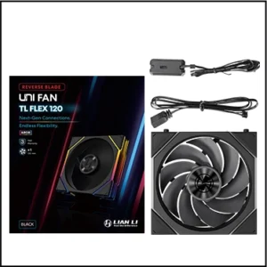LIAN LI UNI FAN TL FLEX 120 reverse-blade black ARGB PWM single fan, non-LCD model