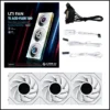 White LIAN LI UNI FAN TL LCD FLEX 120mm triple pack, model 12TLLCD1F3W; L-Wireless Controller not included