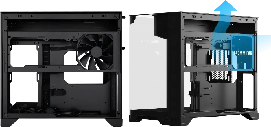 O11 Vision M dual-chamber layout showing clean cable management and PSU isolation