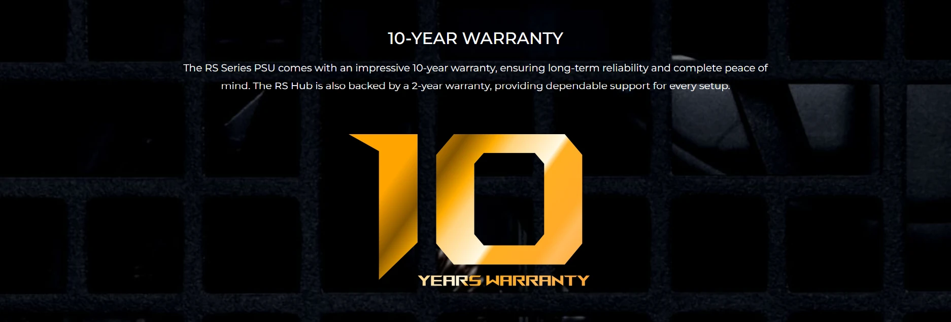 Lian Li RS1000G 10-year warranty badge for long-term reliability
