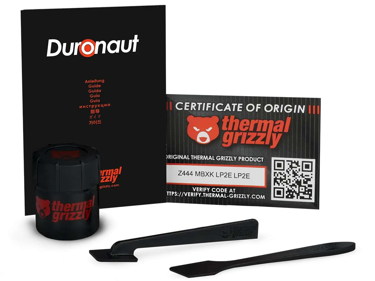 Thermal Grizzly Duronaut 30g scope of delivery with syringe and spatulas