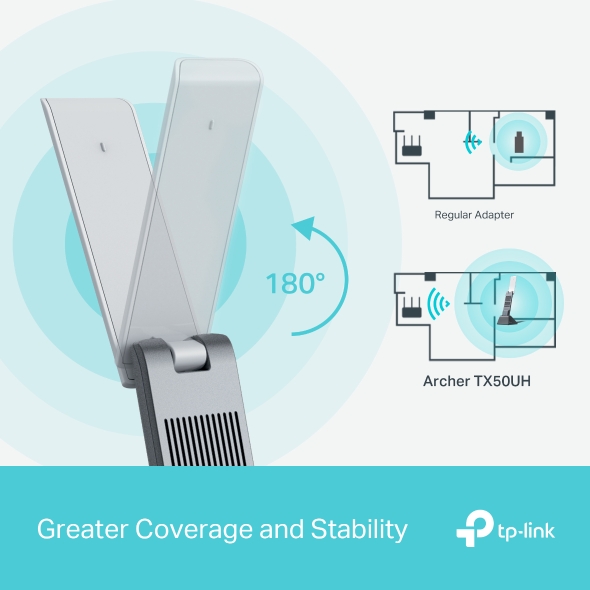 TP-Link Archer TX50UH — flexible 1.2m USB 3.0 cable for easy placement