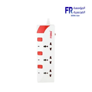 FORA 134 power strip white 3 outlet 2 meter high power extension with fuse