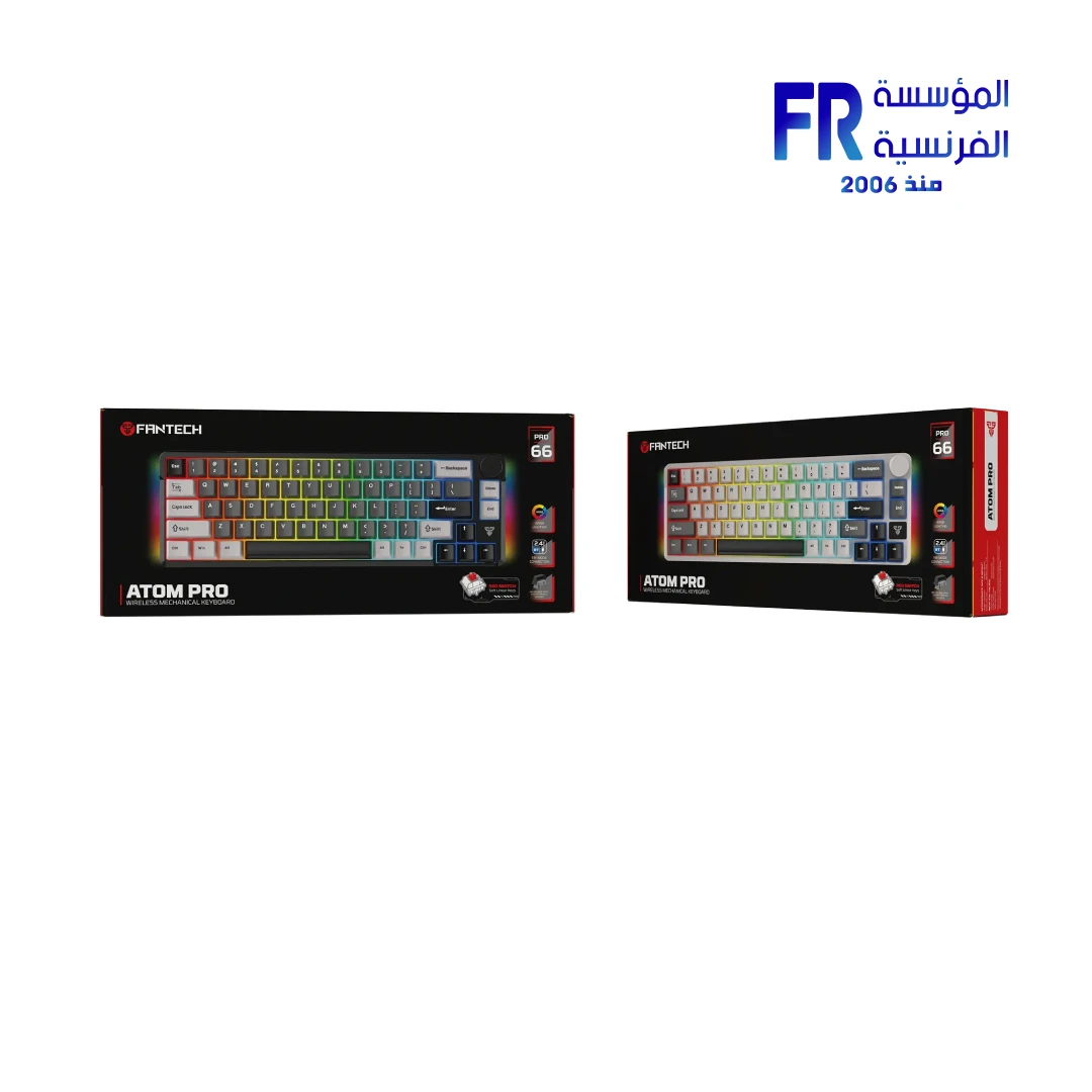 Fantech Atom Pro MK919 66 Keys Mechanical Red Switch Gray Bluetooth Wireless Gaming Keyboard - الصورة 2