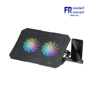 Fantech NC14 2 Fans 800-1000 RPM Rainbow LED Black USB Wired Notebook Cooler