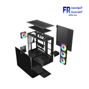 ⁦Gamdias Atlas P2 CG Curved ARGB Black Mid Tower Case⁩ - الصورة ⁦5⁩