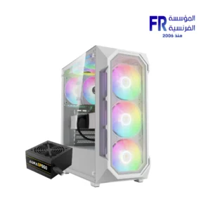 Gamdias Aura GC1 Elite Fixed RGB Tempered Glass White Mid Tower Case Combo with 650W 80 Plus Bronze Power Supply
