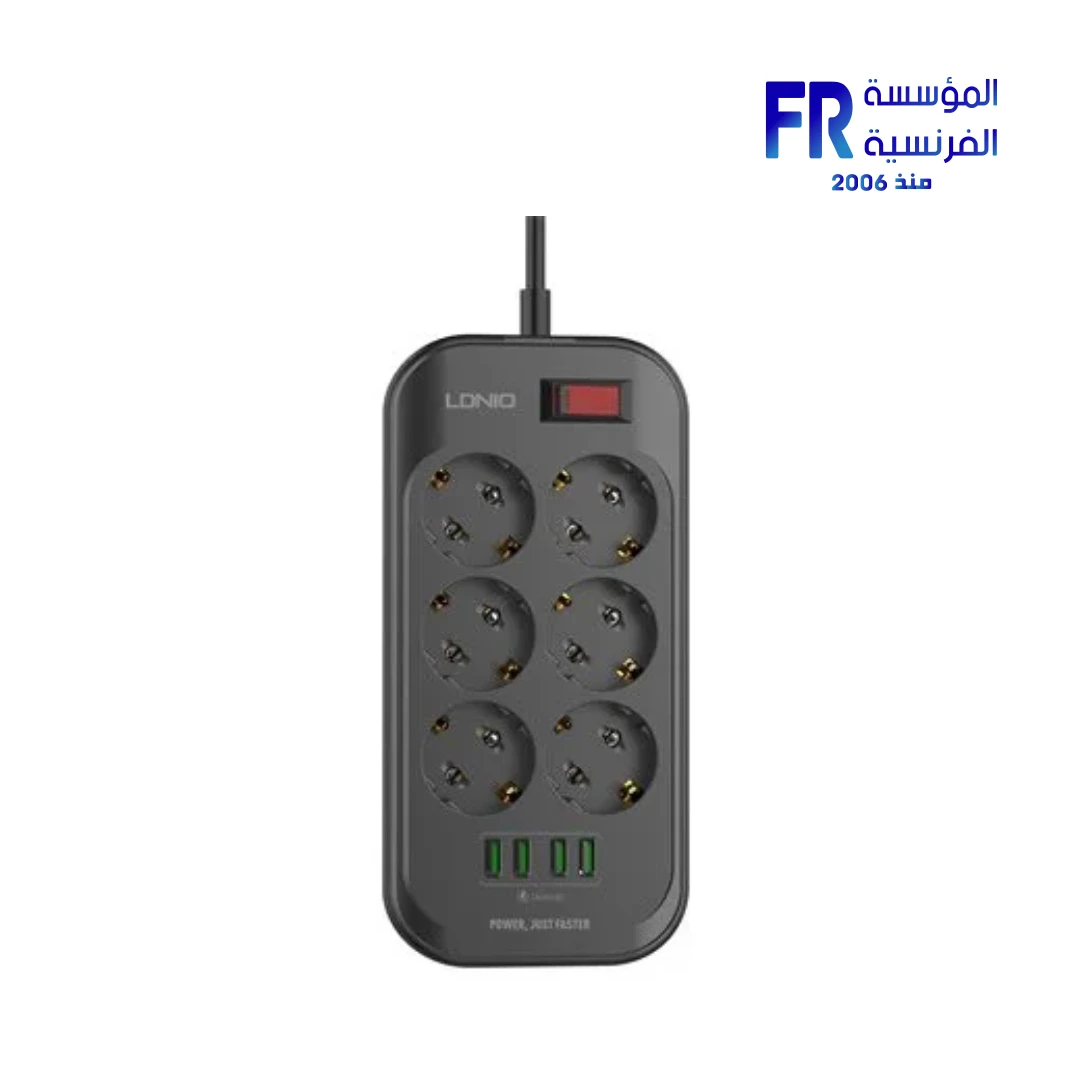 LDNIO SE6403 6 Outlet 4 USB 3.4A 17W 2M Black Power Strip