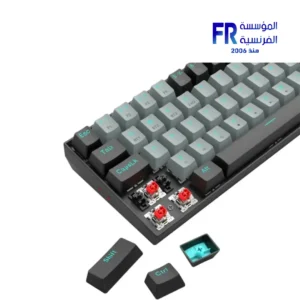 Redragon K662L-K1RS Gwern 68 Keys 65 Percent Compact Red Switch 2.4GHz Bluetooth Wireless Black Grey Mechanical Gaming Keyboard - Image 2