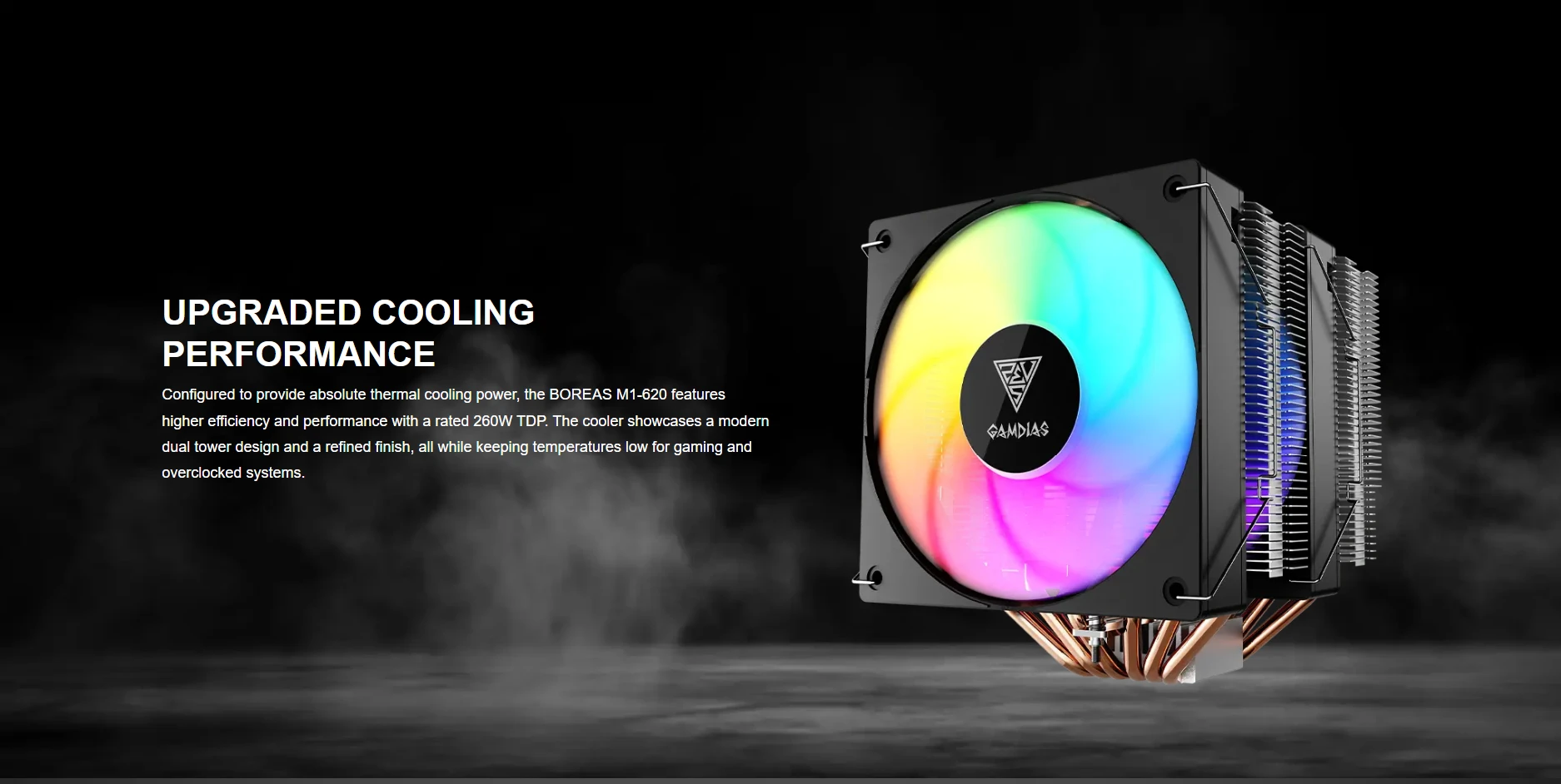 Gamdias Boreas M1-620 dual tower CPU cooler with 6 heatpipes and dual fans