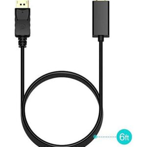 Black DisplayPort-to-HDMI cable with male connectors, representative image for the Prime 4K cable listing