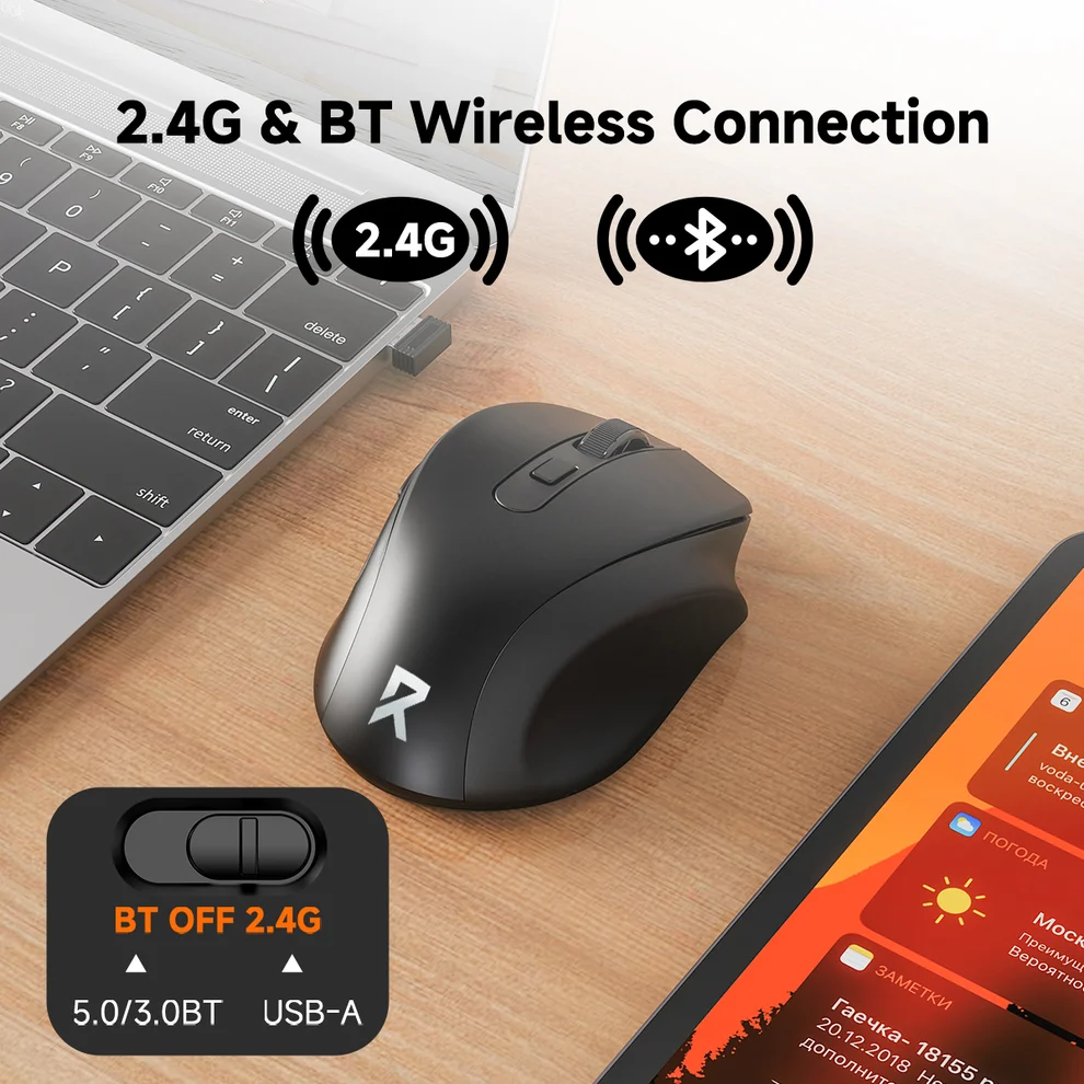 Redragon BM-4091 dual-mode wireless mouse with 2.4GHz and Bluetooth 5.0 connectivity