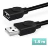 Black 1.5 metre USB Type-A male to female extension cable