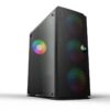 Redragon G651 black mid-tower PC case with perforated front panel, tempered-glass side and RGB fans