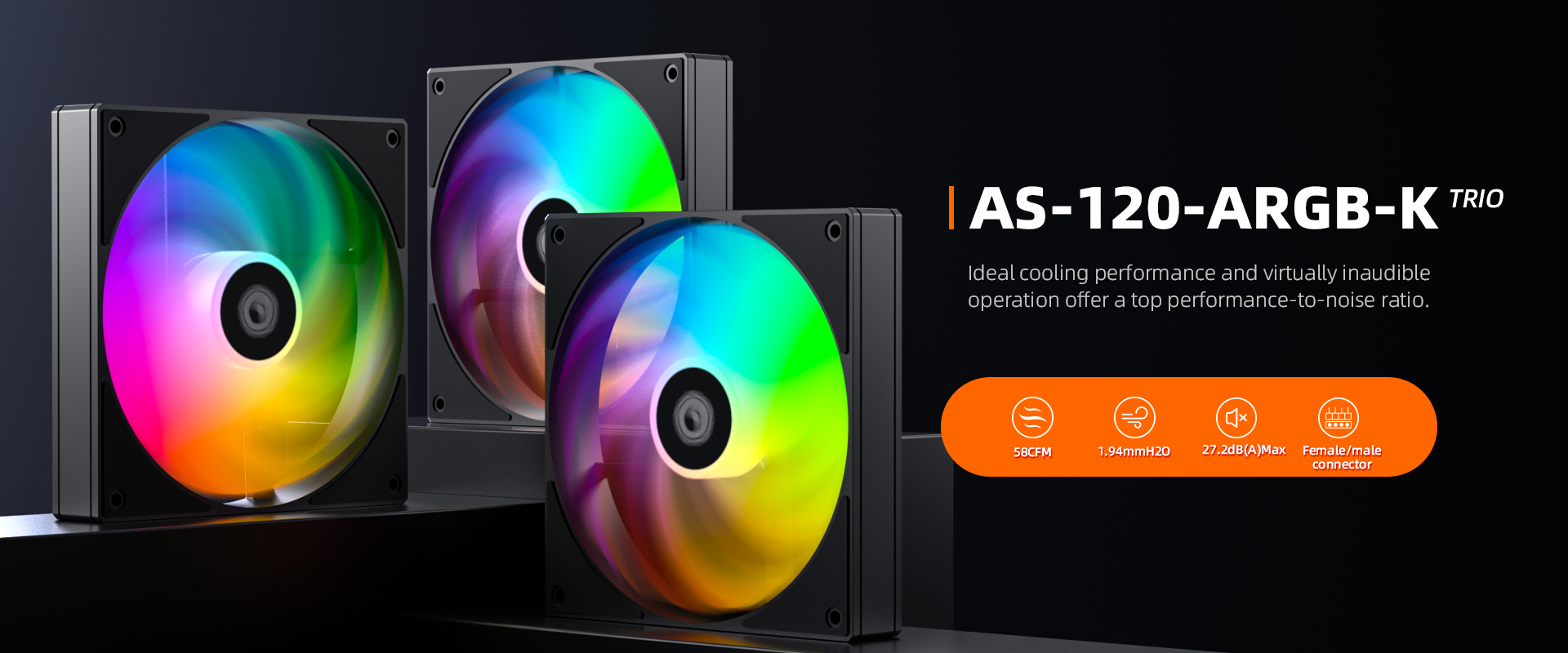 ID-COOLING AS-120-ARGB-K 120mm ARGB PWM case fan three-pack