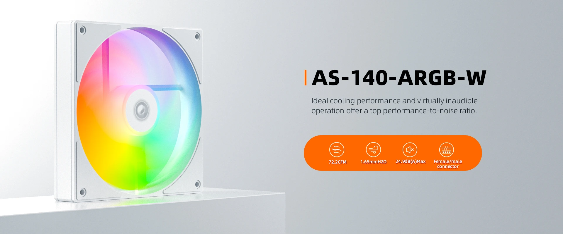 ID-COOLING AS-140-ARGB-W 140mm white ARGB PWM case fan
