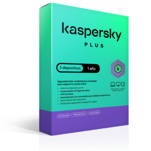 Kaspersky Plus internet security package labelled for three devices and one year