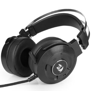 Alternate angle of the black Redragon H991 Triton wired headset showing the ear cups and headband