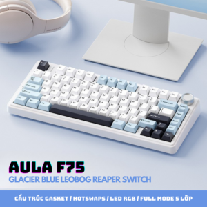 AULA F75 Glacier Blue wireless mechanical keyboard with LEOBOG Reaper switches