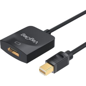Mini DisplayPort to HDMI display adapter with compact black housing