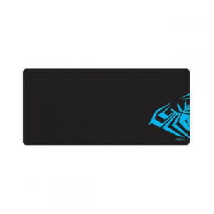 AULA MP-XL black 900 by 400 mm gaming mouse pad with blue logo and stitched edges