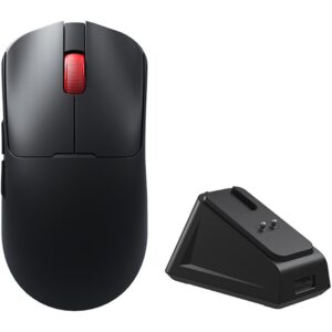 AULA SC380 Pro black tri-mode gaming mouse with charging dock