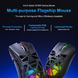 AULA SC620 black tri-mode gaming mouse with PAW3311 sensor