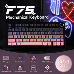 AULA F75 Reaper gradient pink and black keyboard additional view