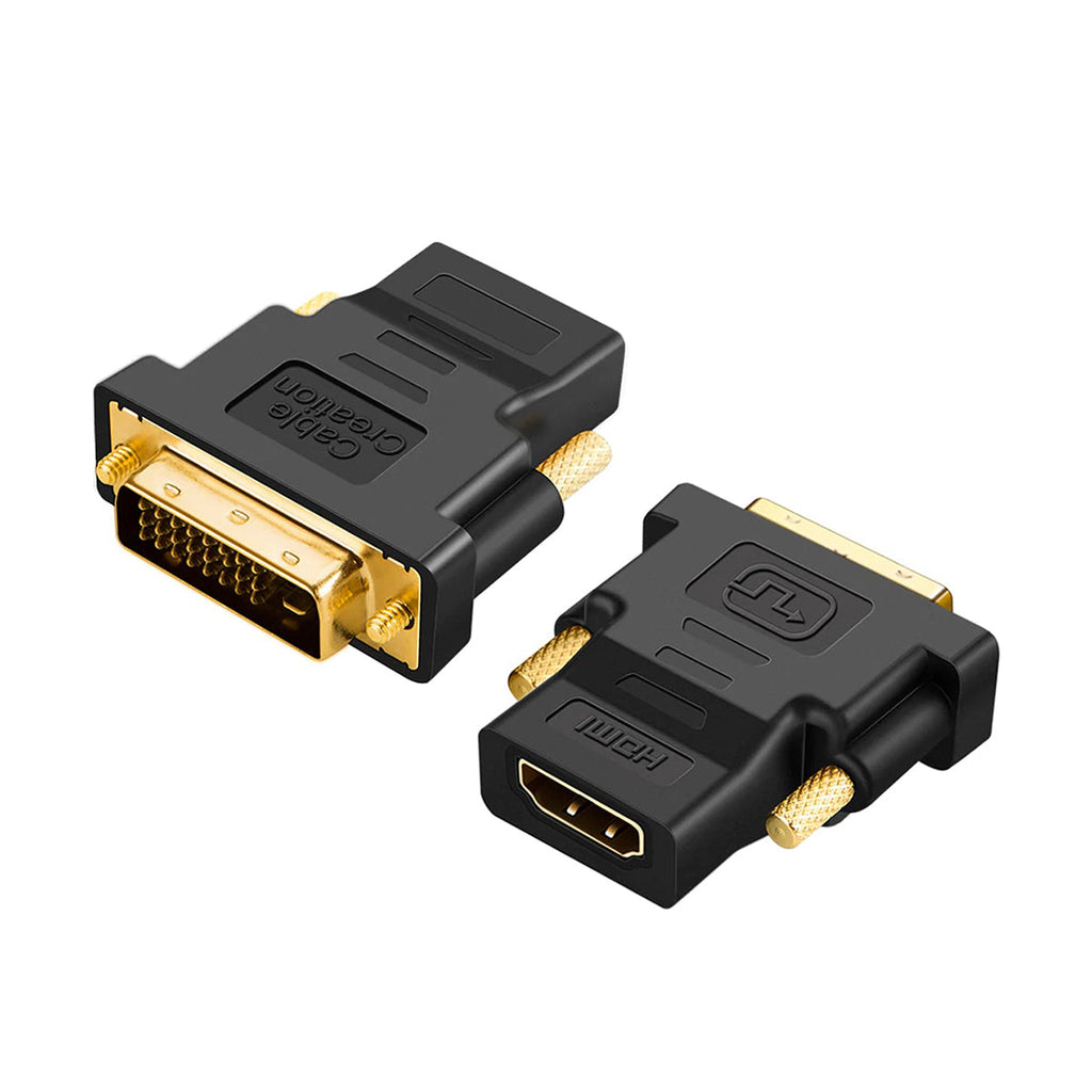 DVI to HDMI video adapter connectors for compatible display connections