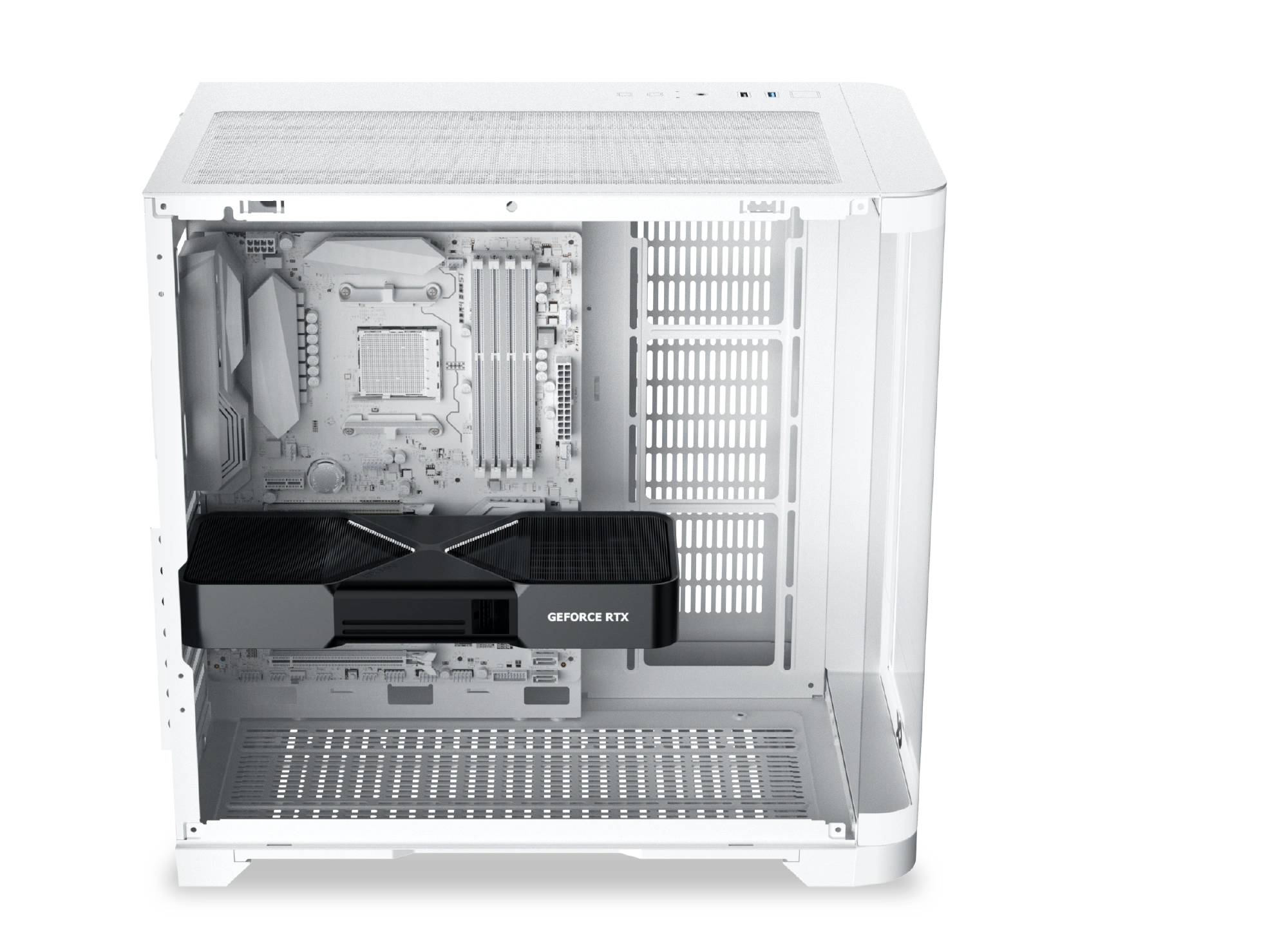 Xigmatek Crystal Storm Arctic V2 white E-ATX mid tower case with curved tempered glass