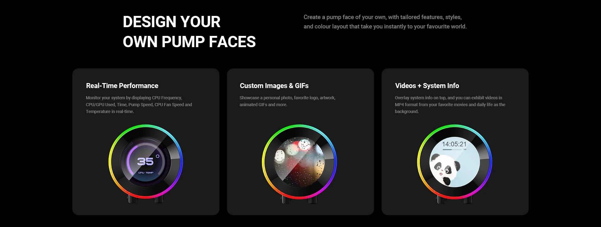 ID-COOLING SL360 V2 customizable pump face LCD display showing custom animations