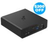 Sabrent Thunderbolt 3 NVMe SSD docking station chassis with front audio, SD card, USB-A and USB-C ports; installed SSD capacity is not visible in this view
