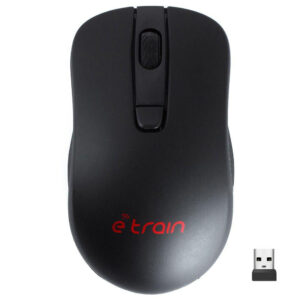 Black E-Train MO500 wireless mouse with USB receiver