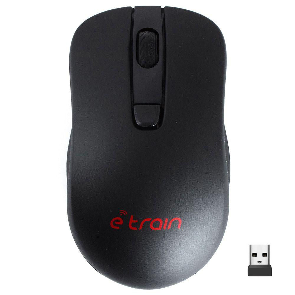 Black E-Train MO500 wireless mouse with USB receiver