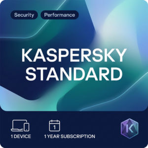 Kaspersky Standard antivirus license artwork for one device and one year