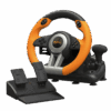 PXN V3 Pro orange and black racing steering wheel with shifter and foldable pedal set