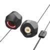 Redragon GS590 black desktop stereo speakers with gold-colored driver centers and RGB rear lighting