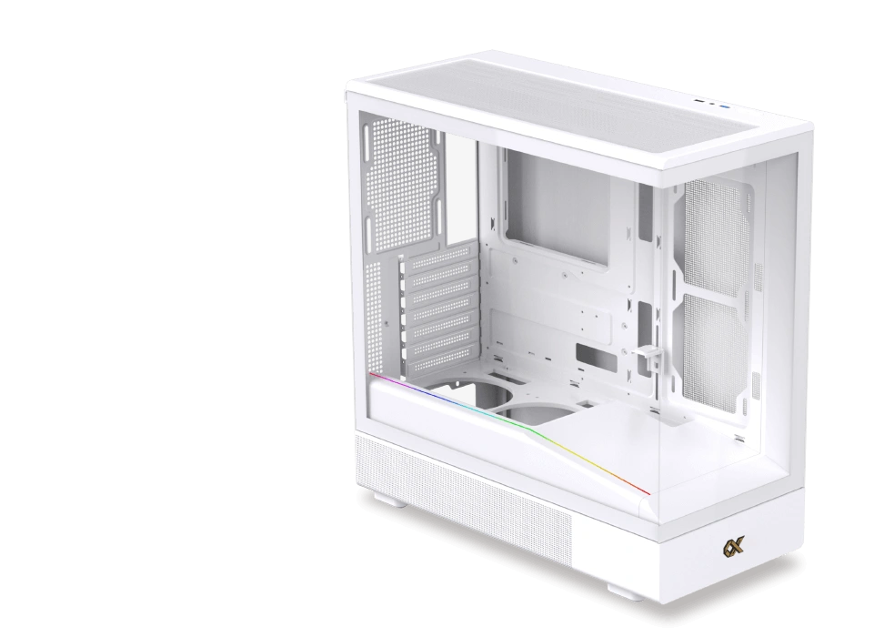 Xigmatek Sun Arctic case detail view with Arctic White finish