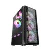 TechnoZone C250 black mid-tower gaming PC case with mesh front panel, tempered-glass side panel and RGB fans
