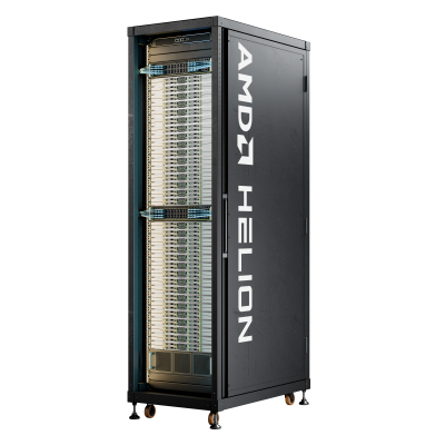 Official AMD press image showing the AMD Helion rack-scale AI infrastructure platform