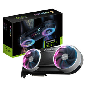GIGABYTE AORUS GeForce RTX 5070 Ti INFINITY 16G graphics card with retail box, official product image