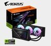 AORUS GeForce RTX 5090 XTREME WATERFORCE 32G graphics card with integrated 360mm AIO radiator; product image.