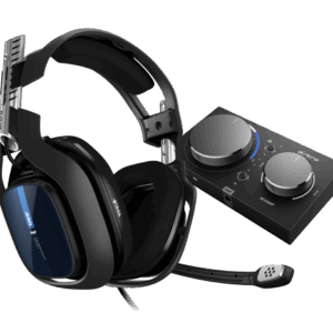 ASTRO A40 TR wired gaming headset shown with the MixAmp Pro TR audio control unit
